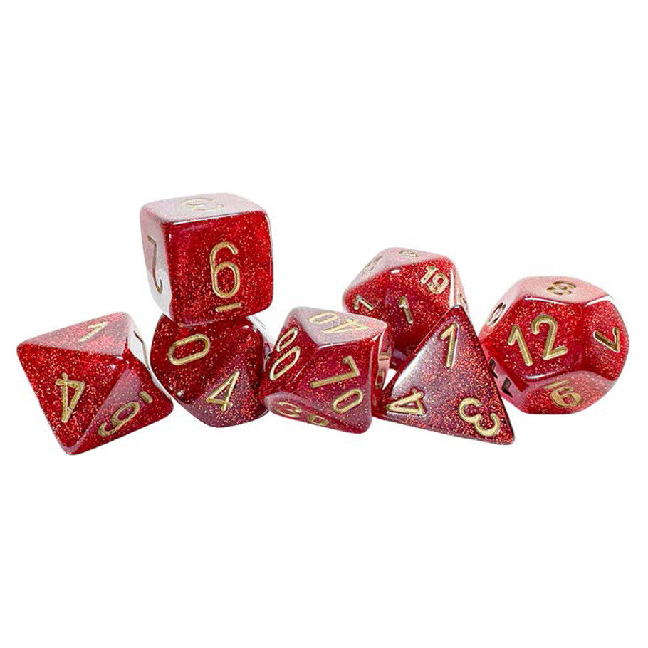 Glitter: Mega Poly - Hedrals: Ruby/Gold (7 dice)