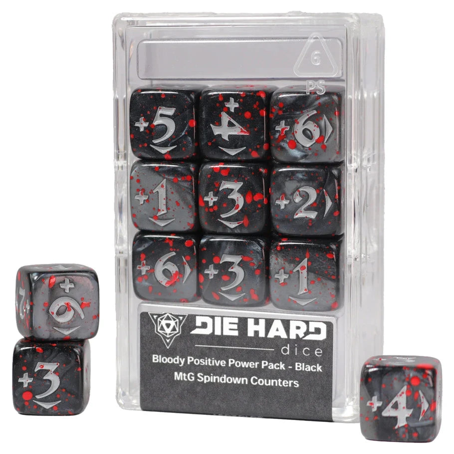 MtG Spindown Counters - Bloody Positive Power Pack: Black (9 dice)