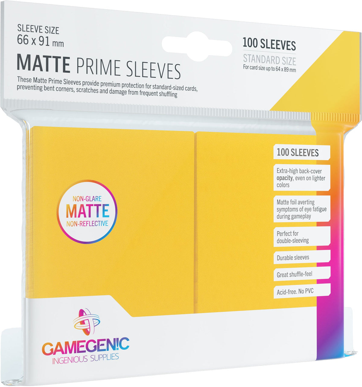 Matte Prime Sleeves - Yellow (100 sleeves)