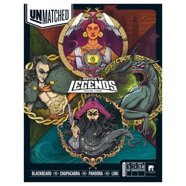(BSG Certified USED) Unmatched: Battle of Legends - Volume 3: Blackbeard, Chupacabra, Pandora & Loki