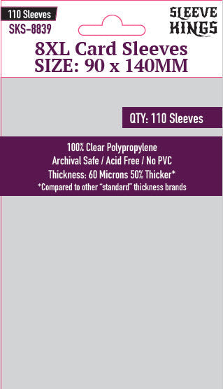 Sleeve Kings - 8XL Game Card Sleeves (90 x 140 mm, 110 sleeves)