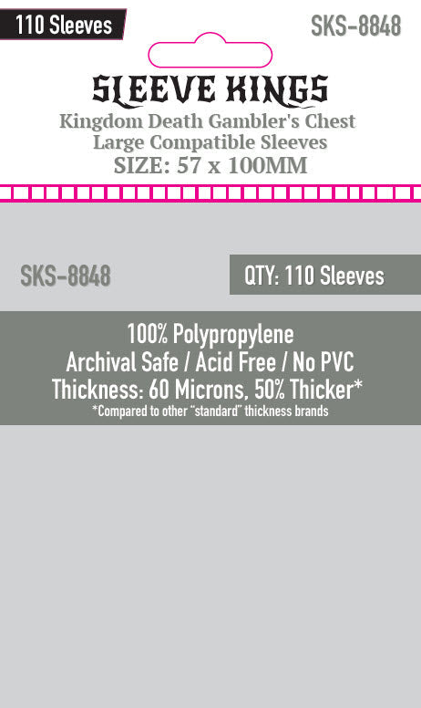 Sleeve Kings - Kingdom Death Gambler's Chest Compatible Large Sleeves (57 x 100 mm, 110 sleeves)
