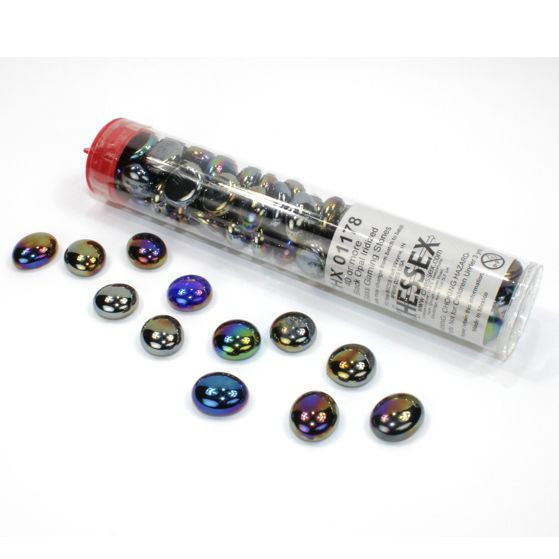 Black Opal Iridized Glass Stones in 5.5' Tube (40)