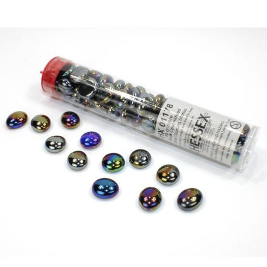 Black Opal Iridized Glass Stones in 5.5' Tube (40)