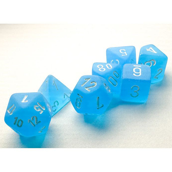 Frosted: Mini Poly - Caribbean Blue/White (7 dice)