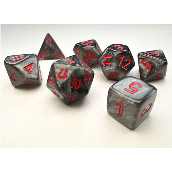 Velvet: Mini Poly - Black/Red (7 dice)
