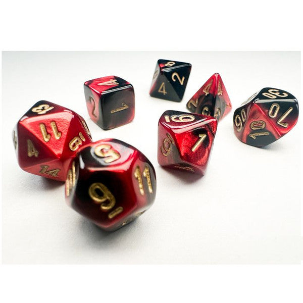 Gemini: Mini Poly - Black Red/Gold (7 dice)