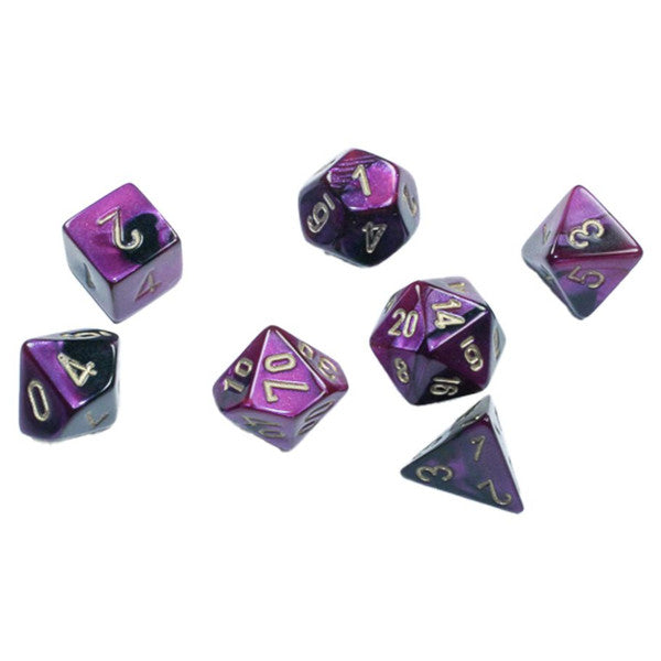 Gemini: Mini Poly - Black Purple/Gold (7 dice)