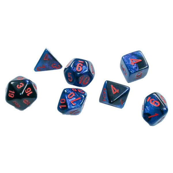 Gemini: Mini Poly - Black Starlight/Red (7 dice)