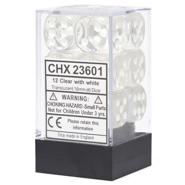 Translucent: 16mm D6 - Clear/White (12)