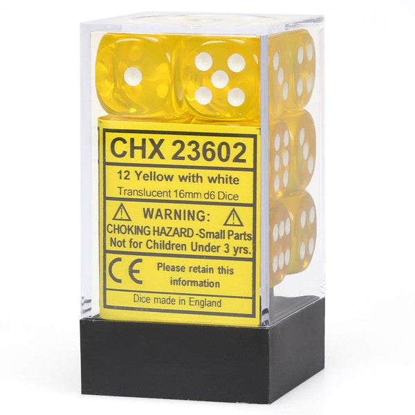 Translucent: 16mm D6 - Yellow/White (12)