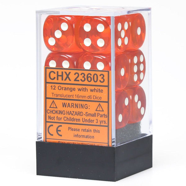 Translucent: 16mm D6 - Orange/White (12)