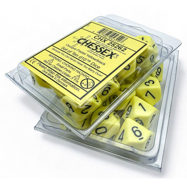 Opaque: D10 - Pastel Yellow/Black (10 dice)