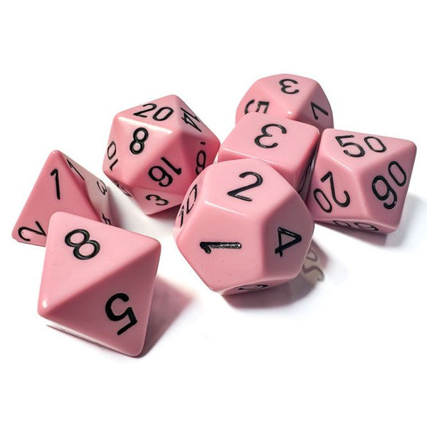 Opaque: Poly - Pastel Pink/Black (7 dice)