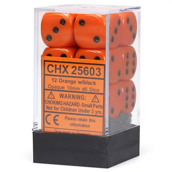 Opaque: 16mm D6 - Orange/Black (12)