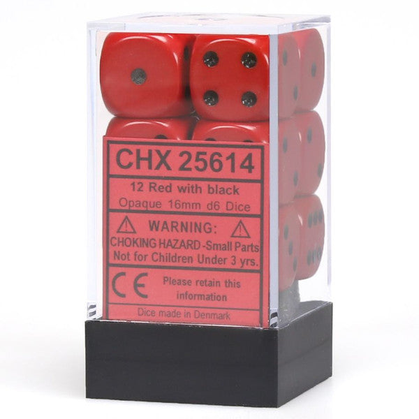 Opaque: 16mm D6 - Red/Black (12)
