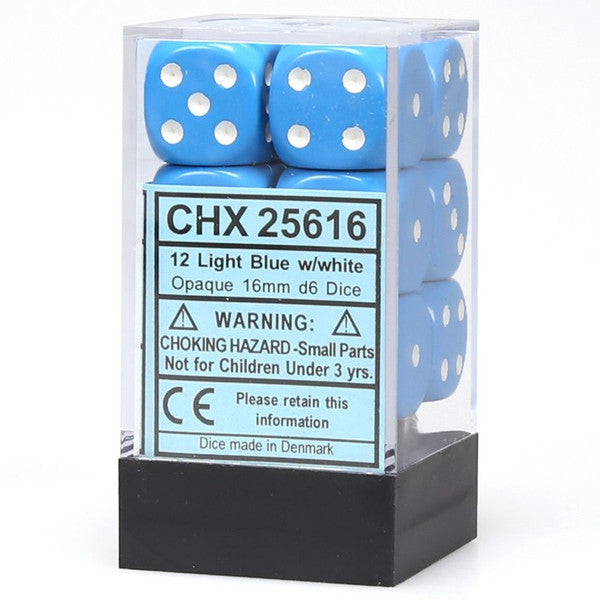 Opaque: 16mm D6 - Light Blue/White(12)