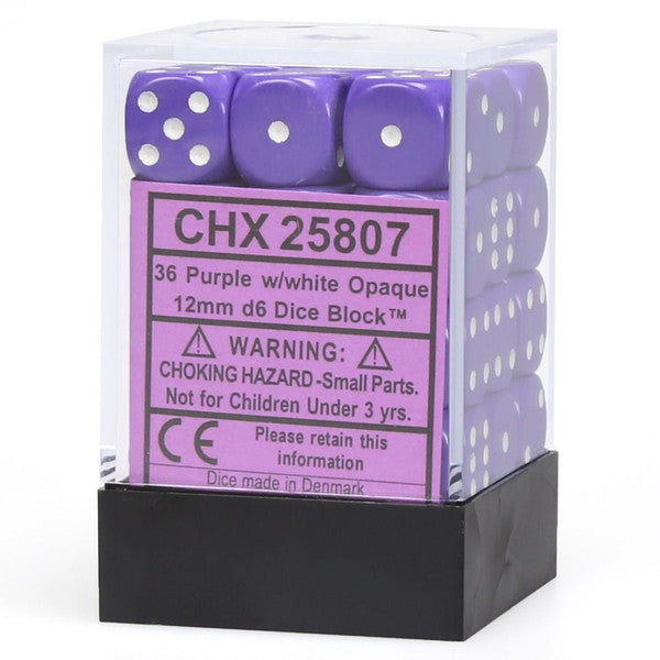 Opaque: 12mm D6 - Purple/White
