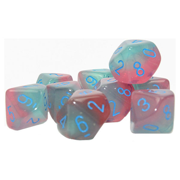 Gemini: D10 - Gel Green-Pink/Blue Luminary (10 dice)