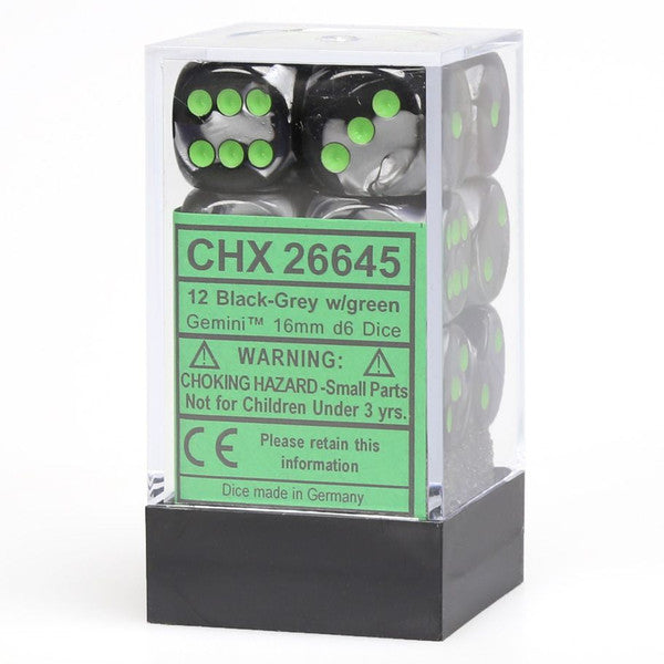 Gemini: 16mm D6 - Black Gray/Green (12)