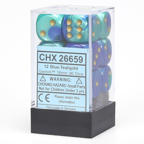 Gemini: 16mm D6 - Blue/Teal/Gold (12)