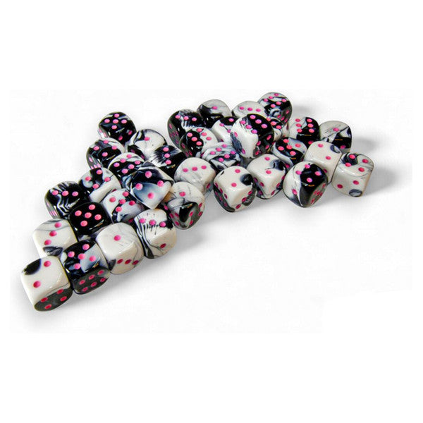 Gemini: 12 mm D6 - Black-White/Pink (36 dice)
