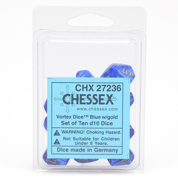 Vortex: D10 - Blue/Gold (10 dice)