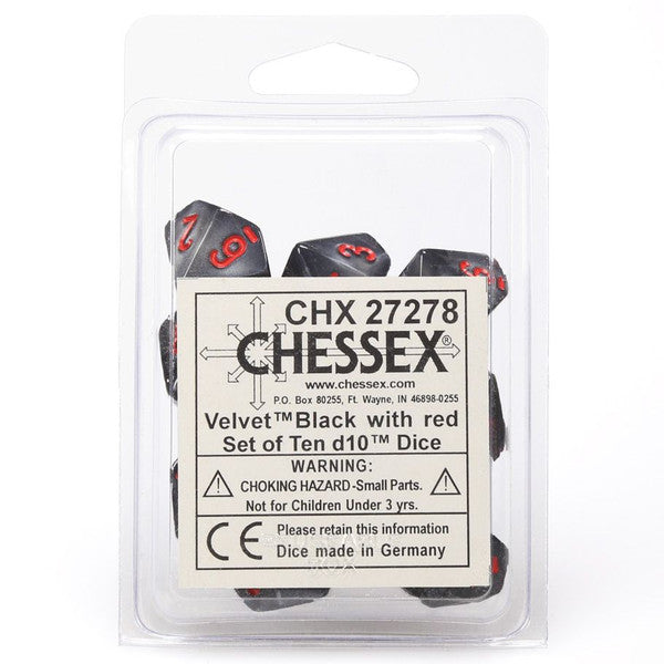 Velvet: D10 - Black/Red (10 dice)
