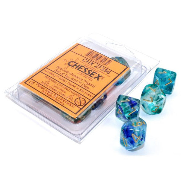 Nebula: D10 - Oceanic/Gold Luminary (10 dice)