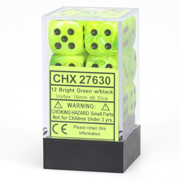 Vortex: 16mm D6 - Bright Green/Black (12)