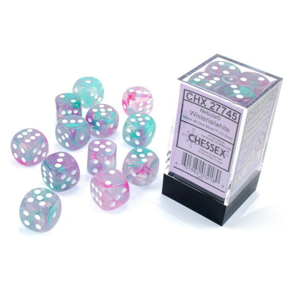 Nebula: 16 mm D6 - Wisteria/White Luminary (12 dice)