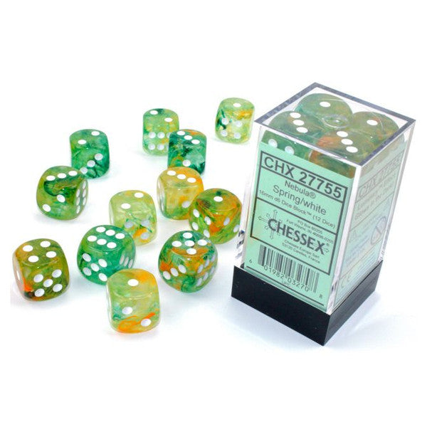 Nebula: 16 mm D6 - Spring/White Luminary (12 dice)