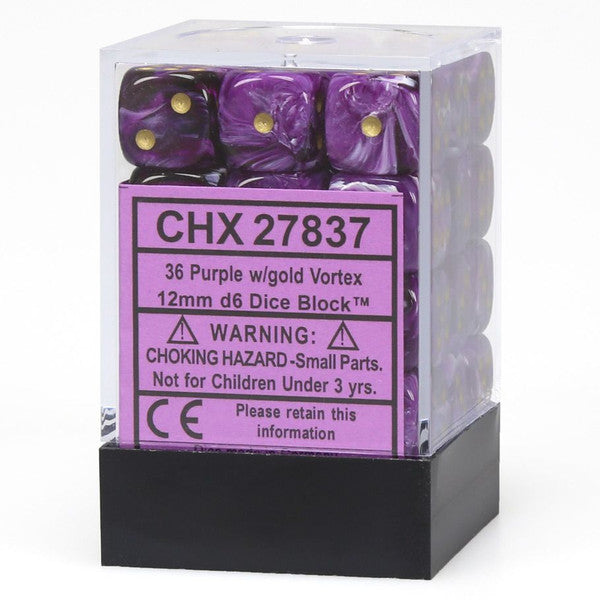 Vortex: 12mm D6 - Purple/Gold/Black (36)