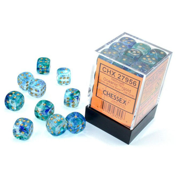 Nebula: 12 mm D6 - Oceanic/Gold Luminary (36 dice)