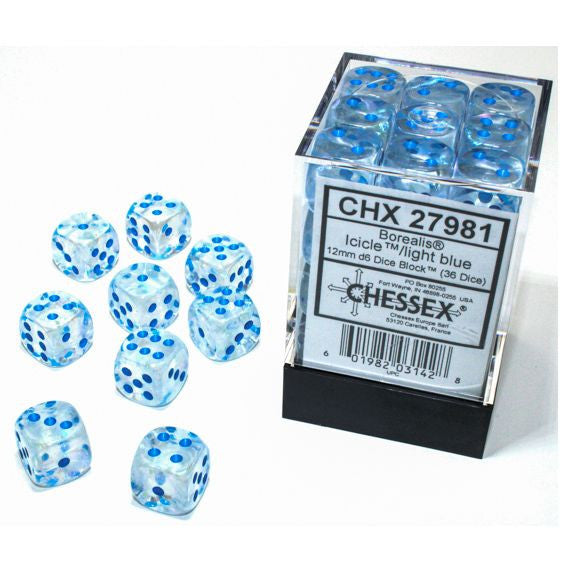 Borealis: 12mm D6 - Icicle/light blue Luminary (36)