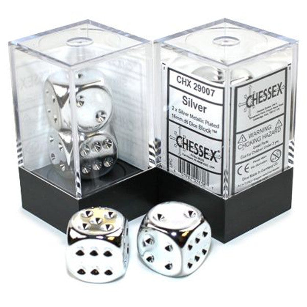 Pair of Silver-plated 16mm D6 w/ Pips