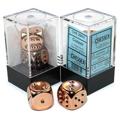 Copper-plated 16 mm D6 (2 dice)