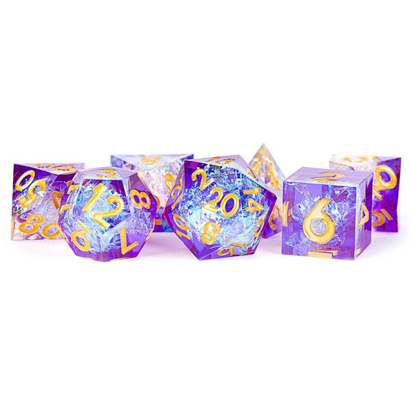 Handcrafted Sharp Edge Resin Dice Set - Royal Geode (7)