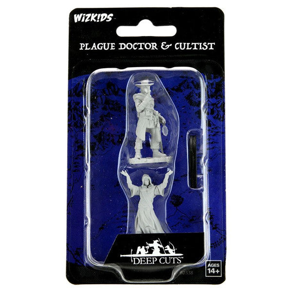 Wizkids: Deep Cuts Unpainted Miniatures - Plague Doctor & Cultist