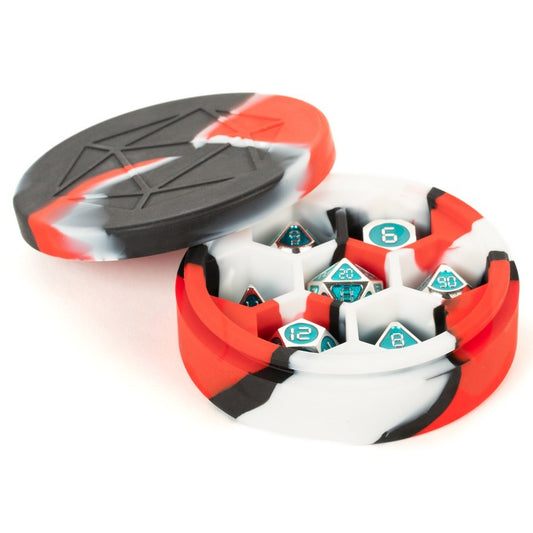 Silicone Round Dice Case - Red/Black/White