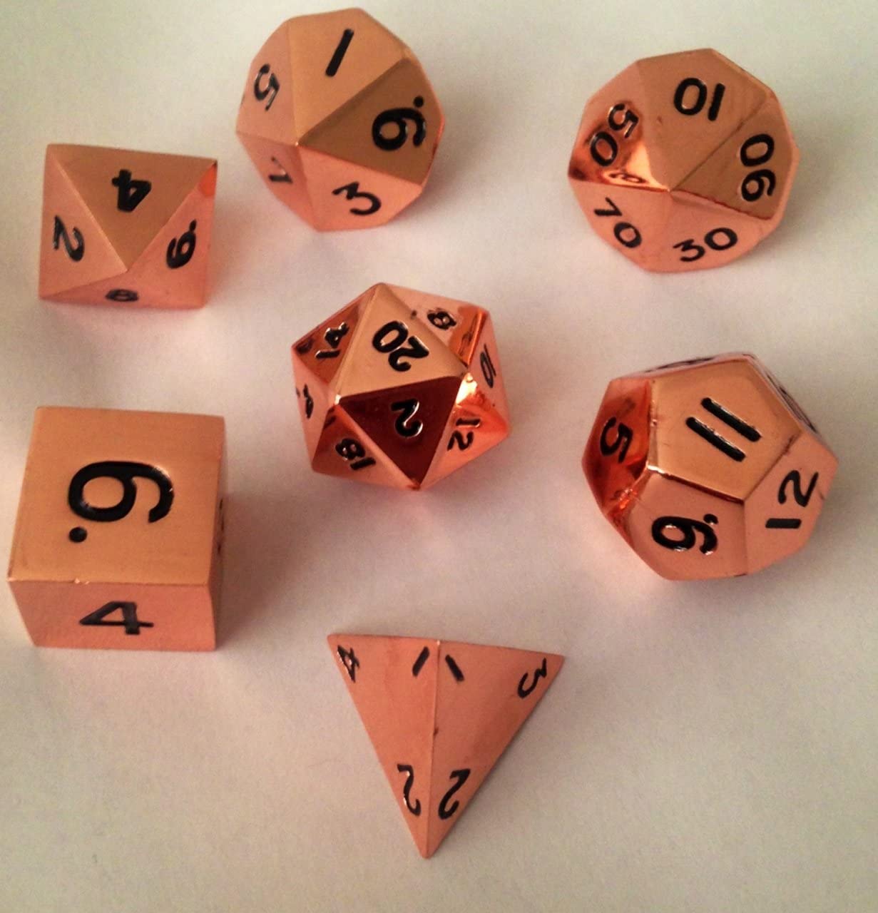 16mm Metal Poly Dice Set - Copper
