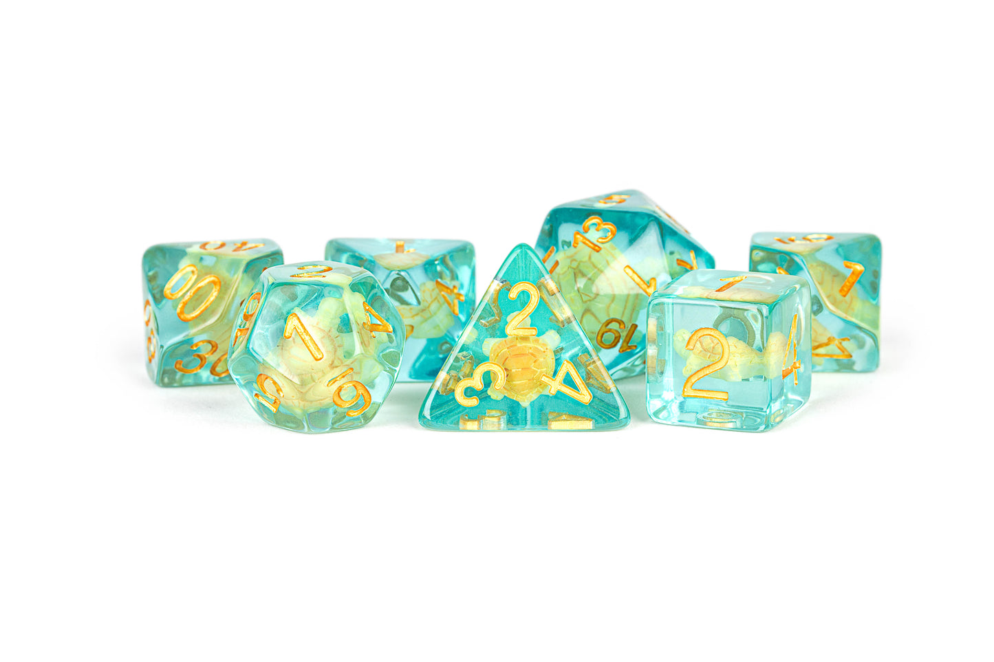16mm Resin Poly Dice Set - Turtle Dice (7)