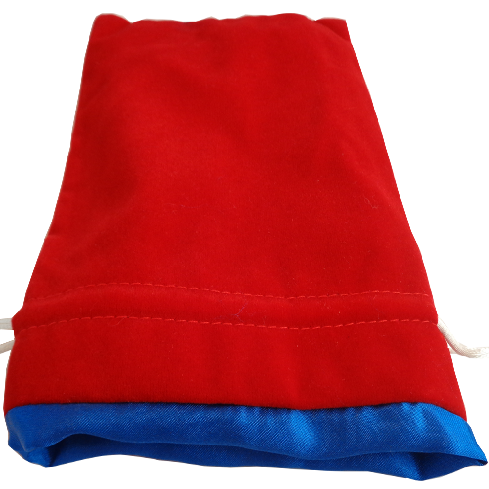 6" x 8" Large Dice Bag - Red Velvet w/ Blue Satin Lining