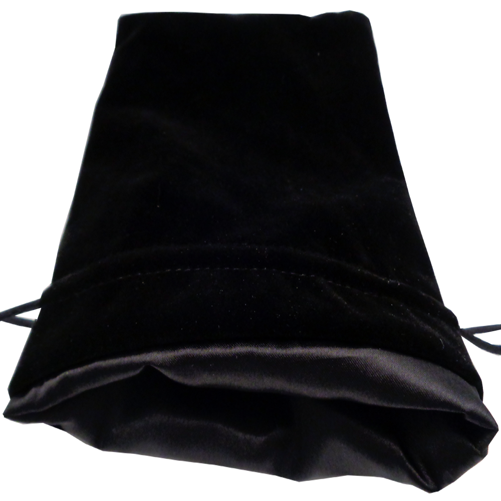 6" x 8" Large Dice Bag - Black Velvet w/ Black Satin Lining
