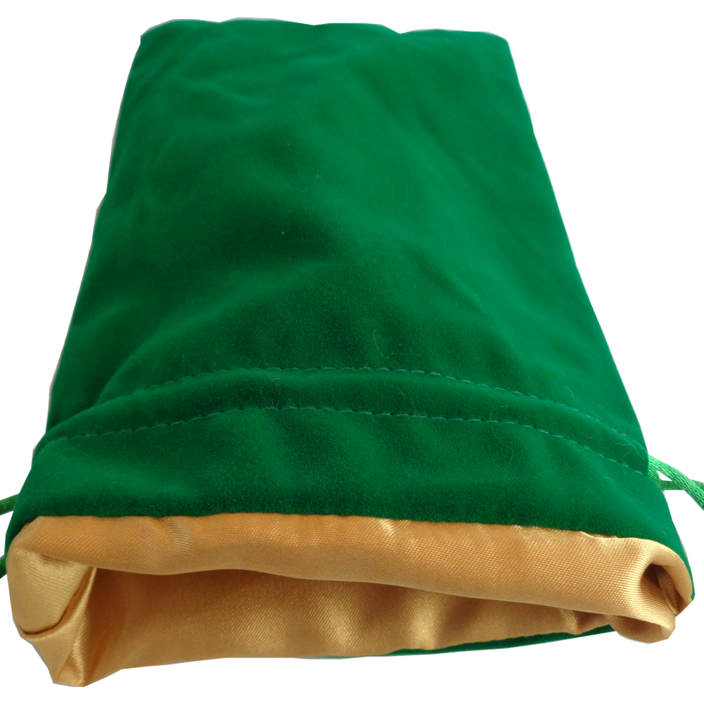 6" x 8" Large Dice Bag - Green Velvet w/ Gold Satin Lining