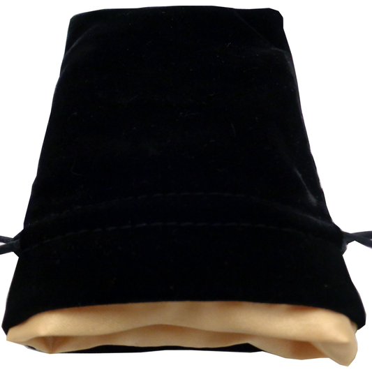4" x 6" Dice Bag - Black Velvet  w/ Gold Satin Lining