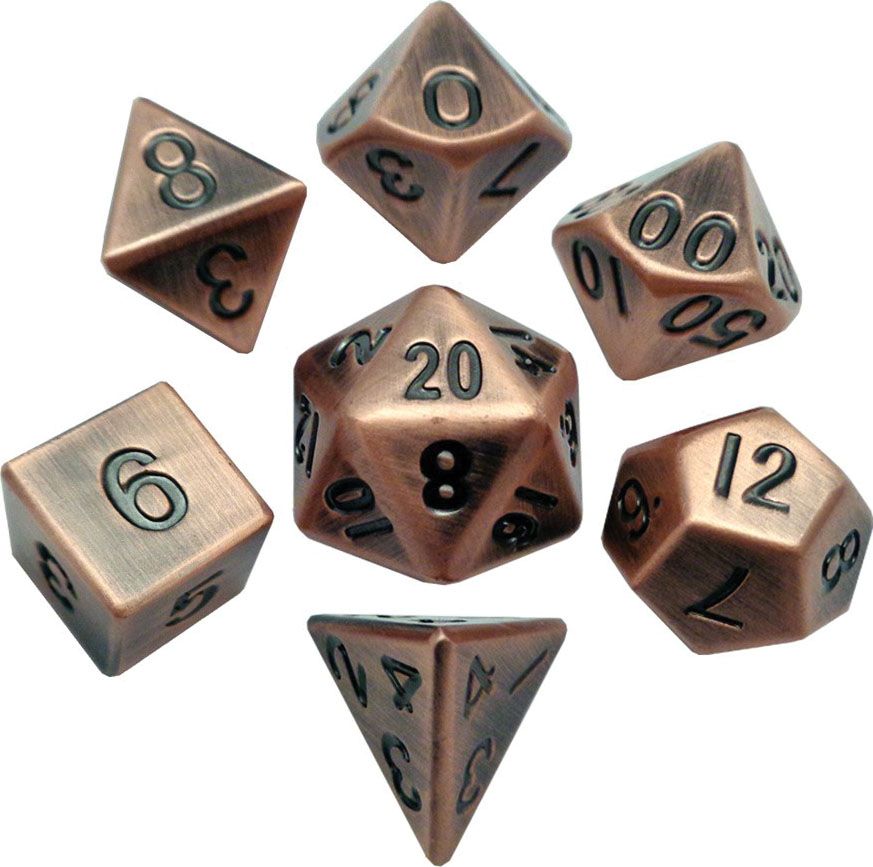 16mm Metal Poly Dice Set - Antique Copper