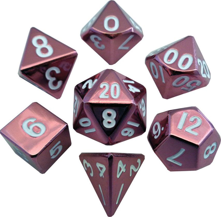 16mm Metal Poly Dice Set - Pink
