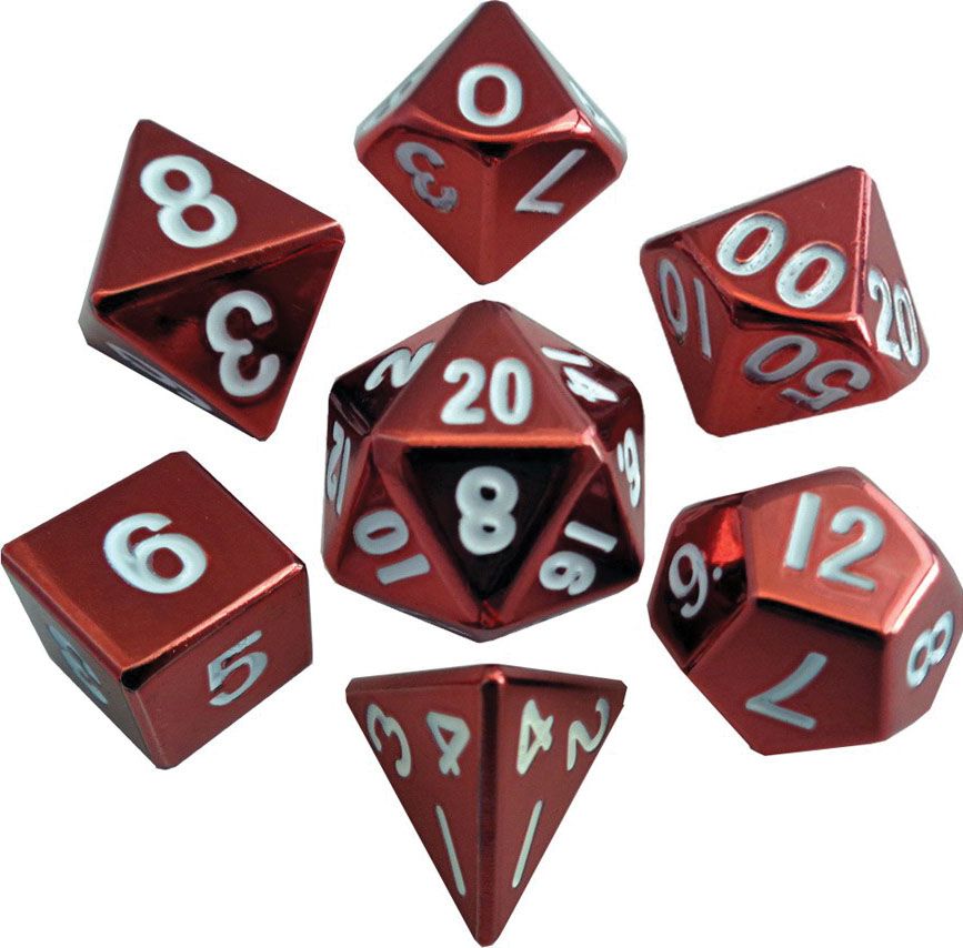 16mm Metal Poly Dice Set - Red