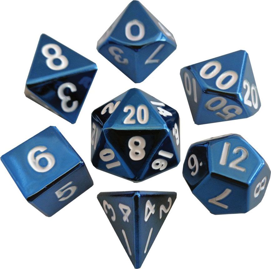 16mm Metal Poly Dice Set - Blue